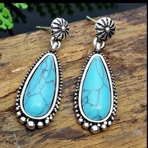 Southwest Style Turquoise Water Drop Earrings